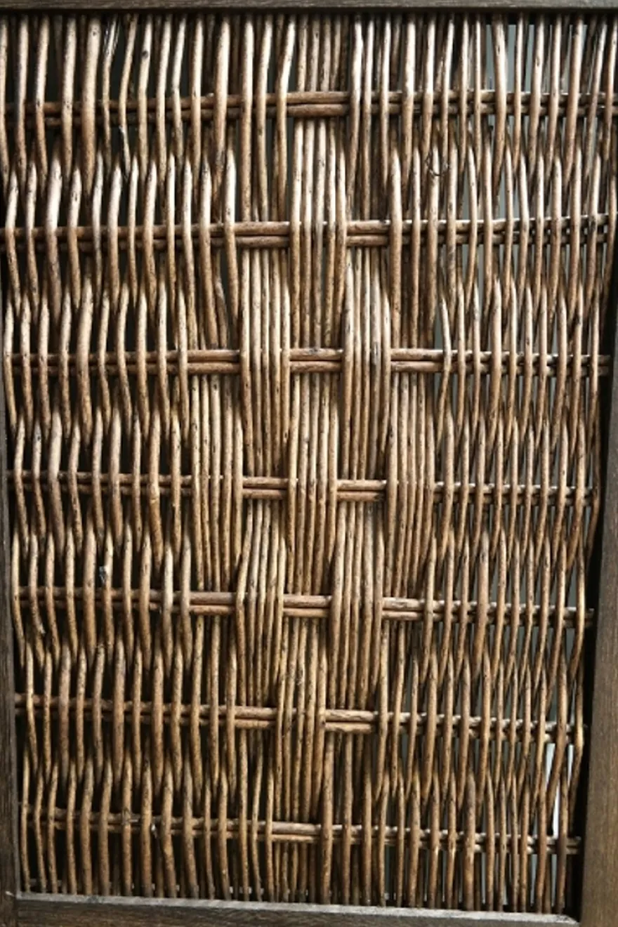 Casa Padrino Landhausstil Raumteiler Paravent aus Paulownia-Holz, Rattan und Metall in Braun 40 x 2 x H. 170 cm