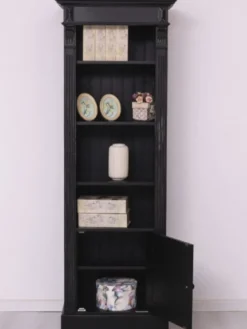 Casa Padrino Landhausstil Regalschrank Antik Schwarz 70 x 39 x H. 197 cm - Massivholz Schrank - Bücherschrank - Wohnzimmerschrank - Landhausstil Möbel