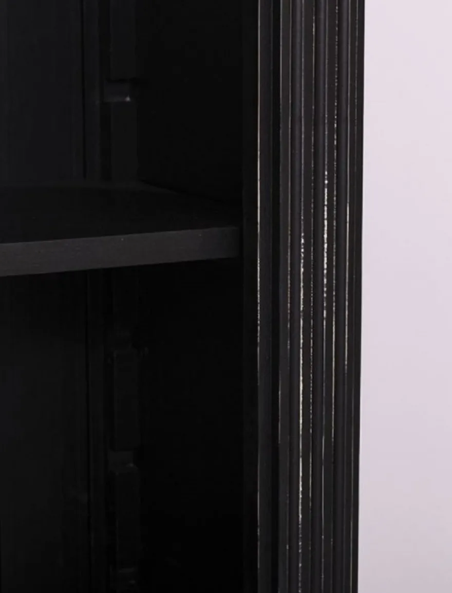 Casa Padrino Landhausstil Regalschrank Antik Schwarz 70 x 39 x H. 197 cm - Massivholz Schrank - Bücherschrank - Wohnzimmerschrank - Landhausstil Möbel