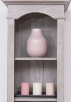Casa Padrino Landhausstil Regalschrank Hellgrau 50 x 33 x H. 190 cm - Massivholz Schrank mit 4 Regalen und Schublade - Landhausstil Möbel