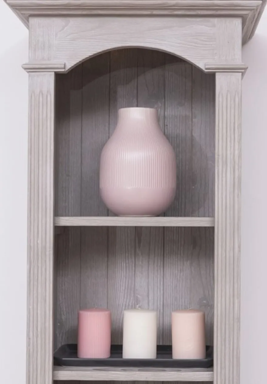 Casa Padrino Landhausstil Regalschrank Hellgrau 50 x 33 x H. 190 cm - Massivholz Schrank mit 4 Regalen und Schublade - Landhausstil Möbel