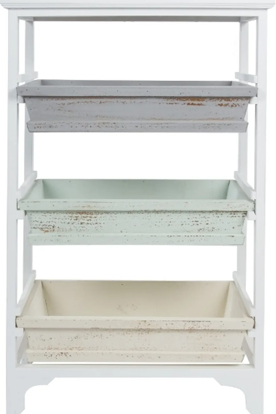 Casa Padrino Landhausstil Regalschrank Weiß / Mehrfarbig 54 x 32 x H. 86 cm - Handgefertigter Shabby Chic Regalschrank mit 3 Fächern