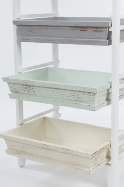 Casa Padrino Landhausstil Regalschrank Weiß / Mehrfarbig 54 x 32 x H. 86 cm - Handgefertigter Shabby Chic Regalschrank mit 3 Fächern