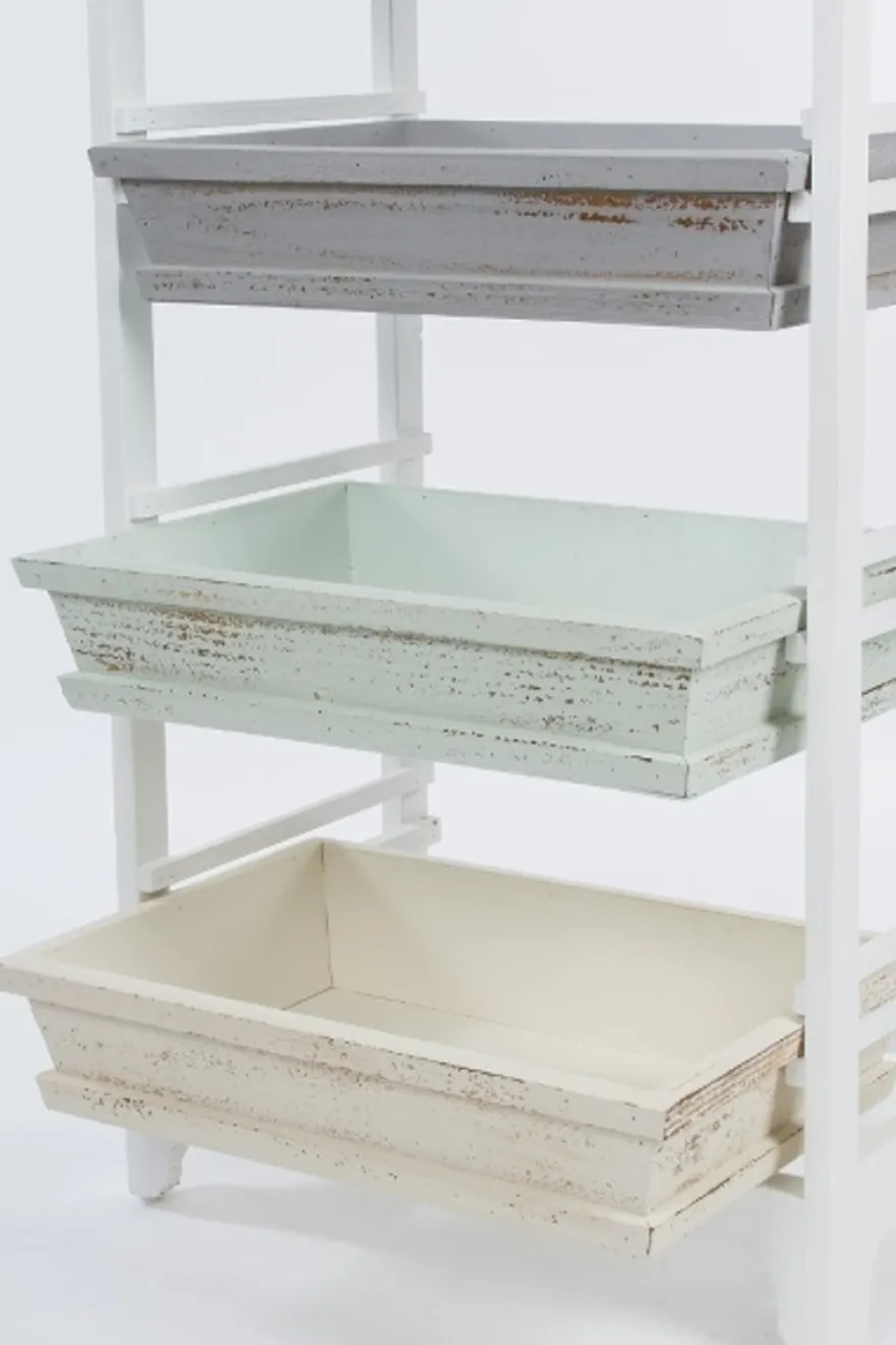 Casa Padrino Landhausstil Regalschrank Weiß / Mehrfarbig 54 x 32 x H. 86 cm - Handgefertigter Shabby Chic Regalschrank mit 3 Fächern