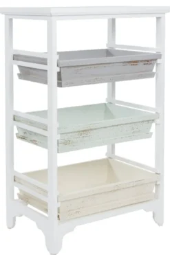 Casa Padrino Landhausstil Regalschrank Weiß / Mehrfarbig 54 x 32 x H. 86 cm - Handgefertigter Shabby Chic Regalschrank mit 3 Fächern