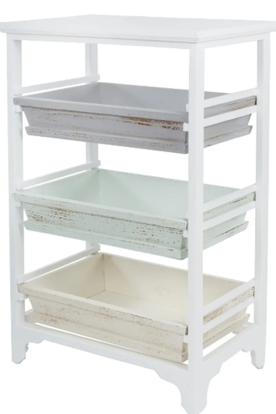 Casa Padrino Landhausstil Regalschrank Weiß / Mehrfarbig 54 x 32 x H. 86 cm - Handgefertigter Shabby Chic Regalschrank mit 3 Fächern