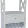 Casa Padrino Landhausstil Regalschrank mit Schublade und Flaschenfächern Weiß 58 x 37 x H. 176 cm - Beachhouse Möbel