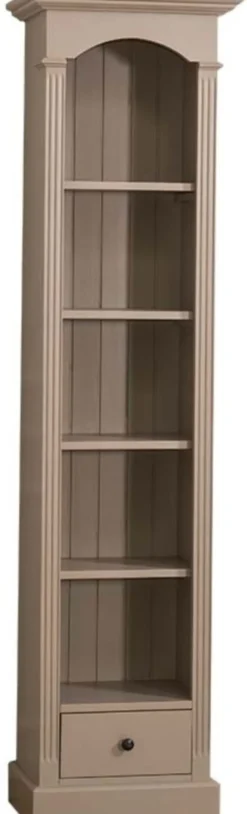 Casa Padrino Landhausstil Regalschrank Beige 50 x 33 x H. 190 cm - Massivholz Schrank mit 4 Regalen und Schublade - Landhausstil Möbel