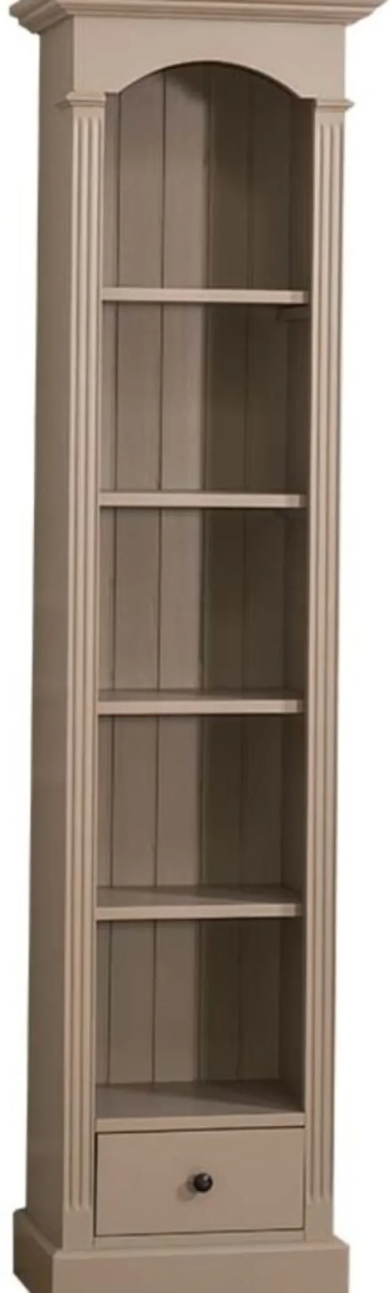 Casa Padrino Landhausstil Regalschrank Beige 50 x 33 x H. 190 cm - Massivholz Schrank mit 4 Regalen und Schublade - Landhausstil Möbel