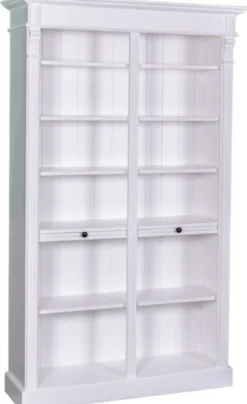 Casa Padrino Landhausstil Regalschrank Weiß 119 x 39 x H. 197 cm aus massivem Kiefernholz und Metall