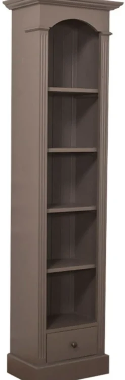 Casa Padrino Landhausstil Regalschrank Dunkelgrau 50 x 33 x H. 190 cm - Massivholz Schrank mit 4 Regalen und Schublade - Landhausstil Möbel
