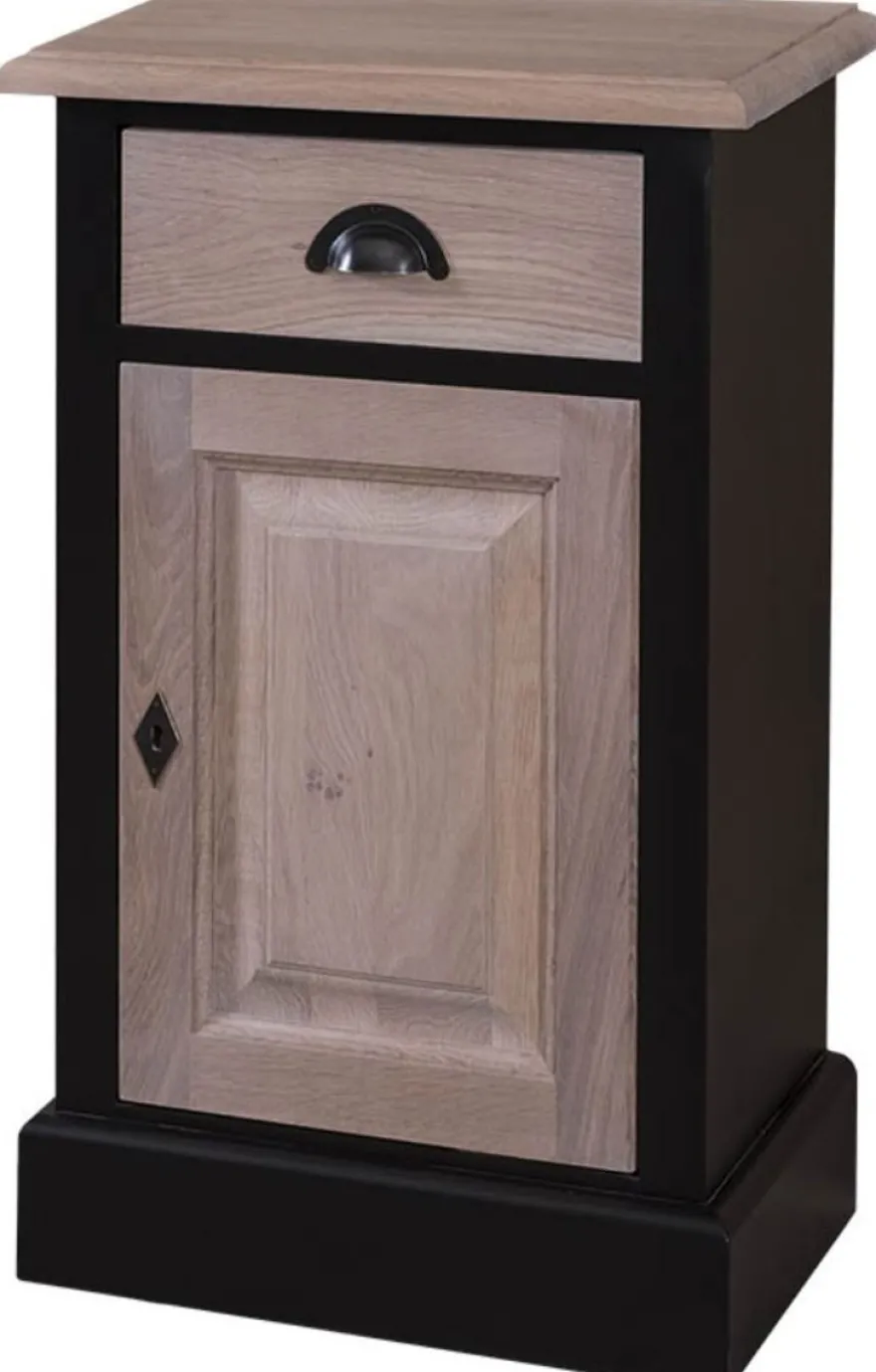 Casa Padrino Landhausstil Schlafzimmer Kommode Schwarz / Naturfarben 47 x 32 x H. 75 cm