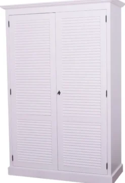 Casa Padrino Landhausstil Schlafzimmerschrank / Kleiderschrank mit 2 Türen Weiß 134 x 59 x H. 200 cm - Schlafzimmermöbel
