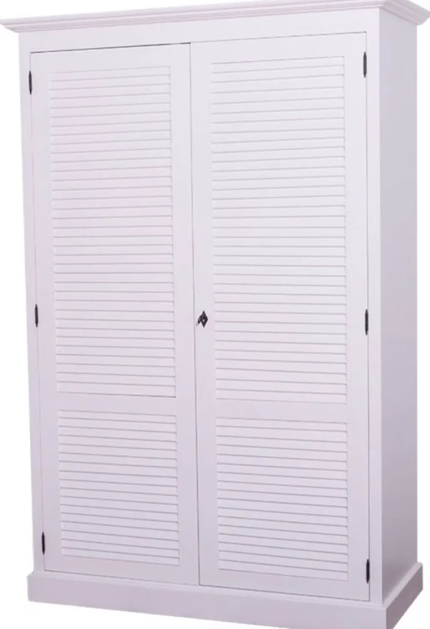 Casa Padrino Landhausstil Schlafzimmerschrank / Kleiderschrank mit 2 Türen Weiß 134 x 59 x H. 200 cm - Schlafzimmermöbel