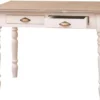 Casa Padrino Landhausstil Schreibtisch mit 2 Schubladen Antik Weiß / Naturfarben / Antik Messing 109 x 60 x H. 79 cm - Landhausstil Büromöbel