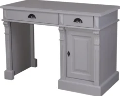 Casa Padrino Landhausstil Schreibtisch mit 2 Schubladen und Tür Grau 110 x 55 x H. 78 cm - Massives Kiefernholz Büromöbel