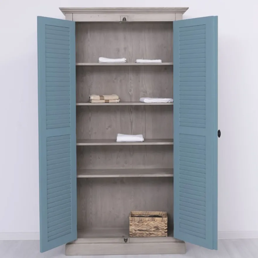 Casa Padrino Landhausstil Schlafzimmer Schrank Grau / Blau 109 cm - Schlafzimmer Möbel