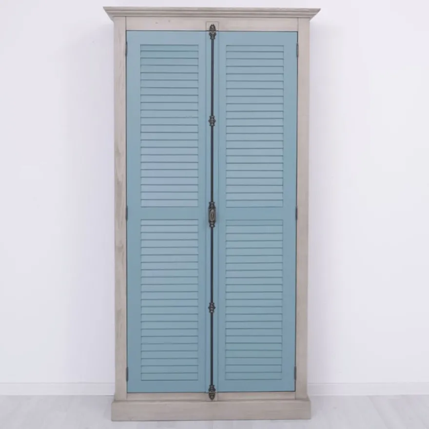 Casa Padrino Landhausstil Schlafzimmer Schrank Grau / Blau 109 cm - Schlafzimmer Möbel