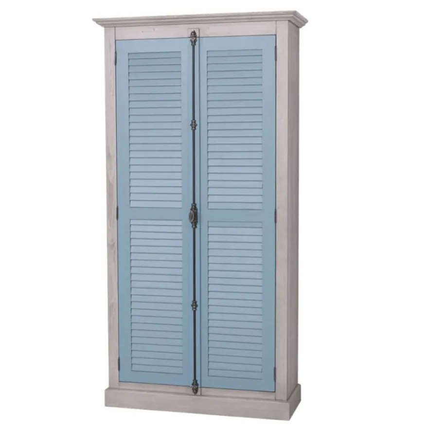 Casa Padrino Landhausstil Schlafzimmer Schrank Grau / Blau 109 cm - Schlafzimmer Möbel