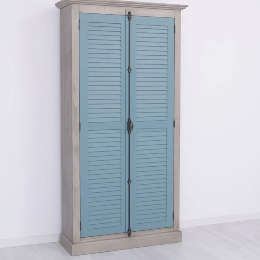 Casa Padrino Landhausstil Schlafzimmer Schrank Grau / Blau 109 cm - Schlafzimmer Möbel