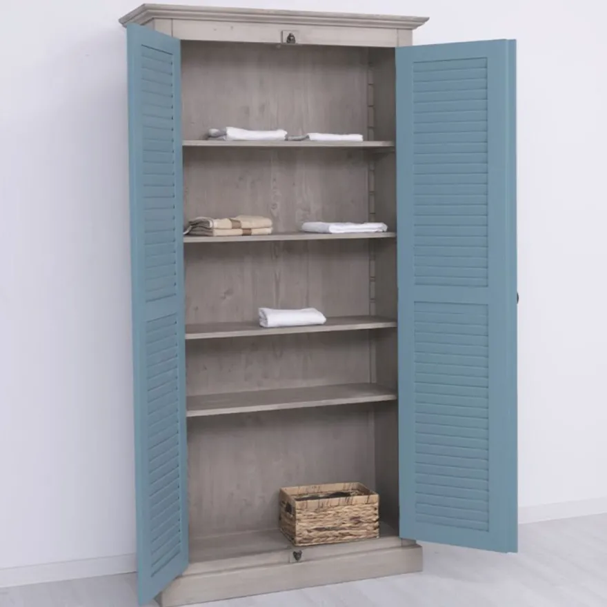 Casa Padrino Landhausstil Schlafzimmer Schrank Grau / Blau 109 cm - Schlafzimmer Möbel