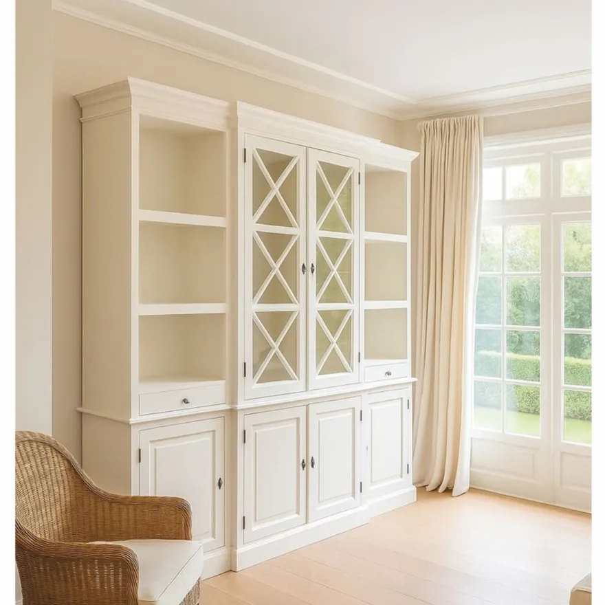 Casa Padrino Landhausstil Schrank Weiß 220 cm - Landhausstil Massivholz Möbel