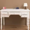 Casa Padrino Landhausstil Schreibtisch mit 5 Schubladen Weiß 130 x 65 x H. 83 cm - Massivholz Sekretär im Landhausstil - Büro Möbel - Massivholz Möbel - Landhausstil Möbel