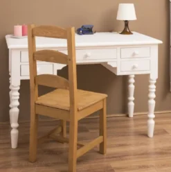 Casa Padrino Landhausstil Schreibtisch mit 5 Schubladen Weiß 130 x 65 x H. 83 cm - Massivholz Sekretär im Landhausstil - Büro Möbel - Massivholz Möbel - Landhausstil Möbel