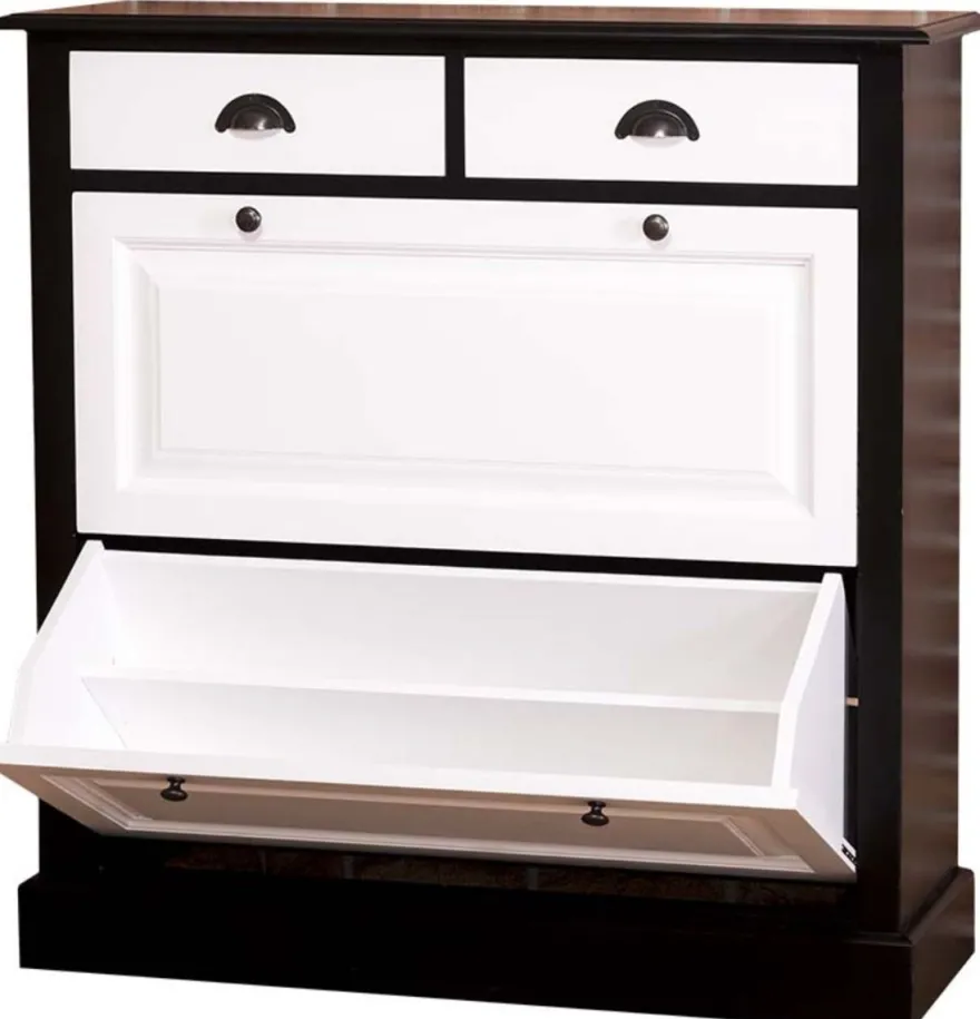 Casa Padrino Landhausstil Schuhschrank Schwarz / Weiß 103 x 35 x H. 105 cm - Möbel im Landhausstil