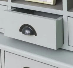 Casa Padrino Landhausstil Schrank Grau 97 x 40 x H. 210 cm - Massivholz Regalschrank mit 2 Türen und 6 Schubladen - Möbel im Landhausstil