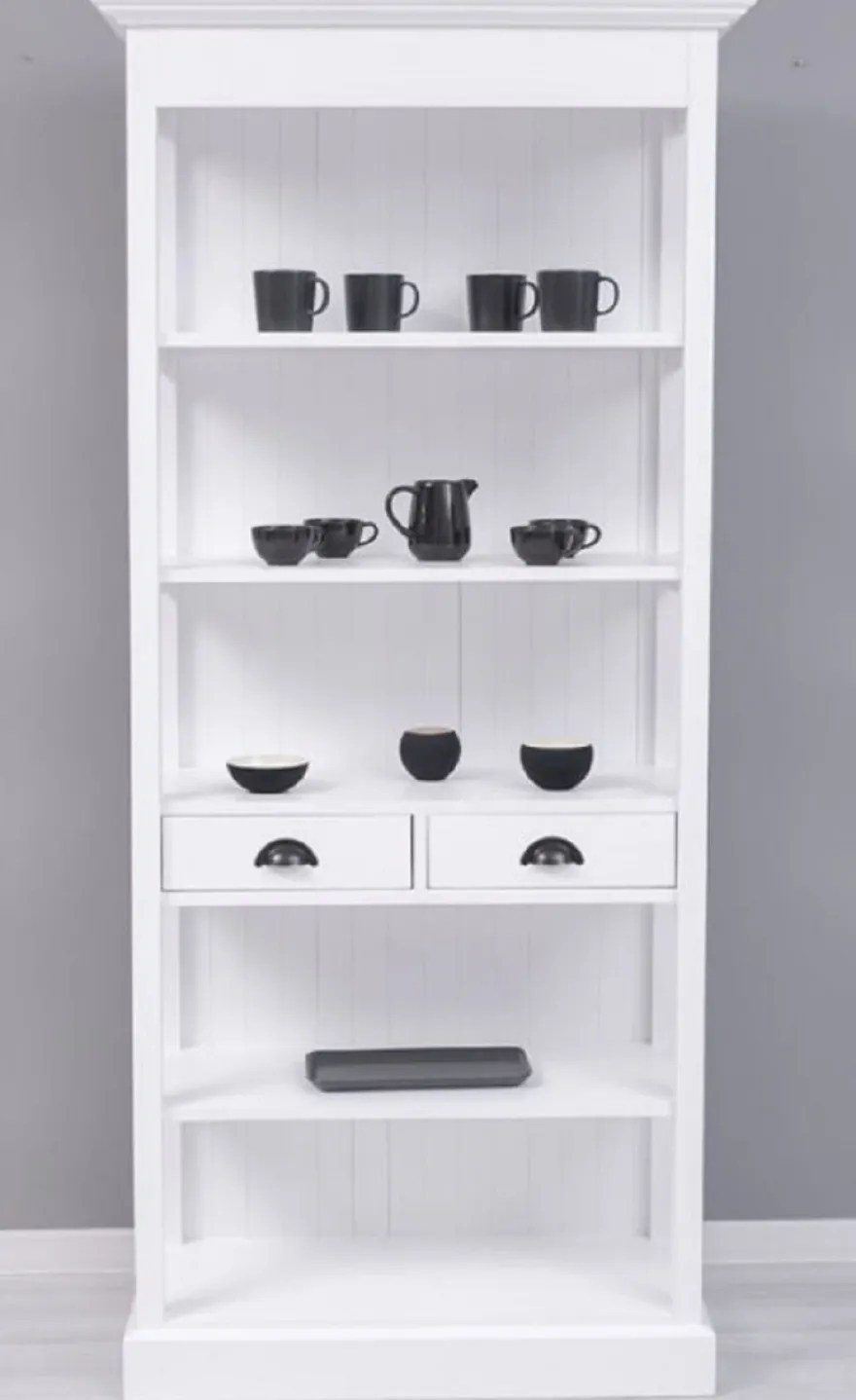 Casa Padrino Landhausstil Schrank Weiß 91 x 39 x H. 197 cm - Landhausstil Esszimmer Schrank - Massivholz Möbel - Landhausstil Shabby Chic Möbel