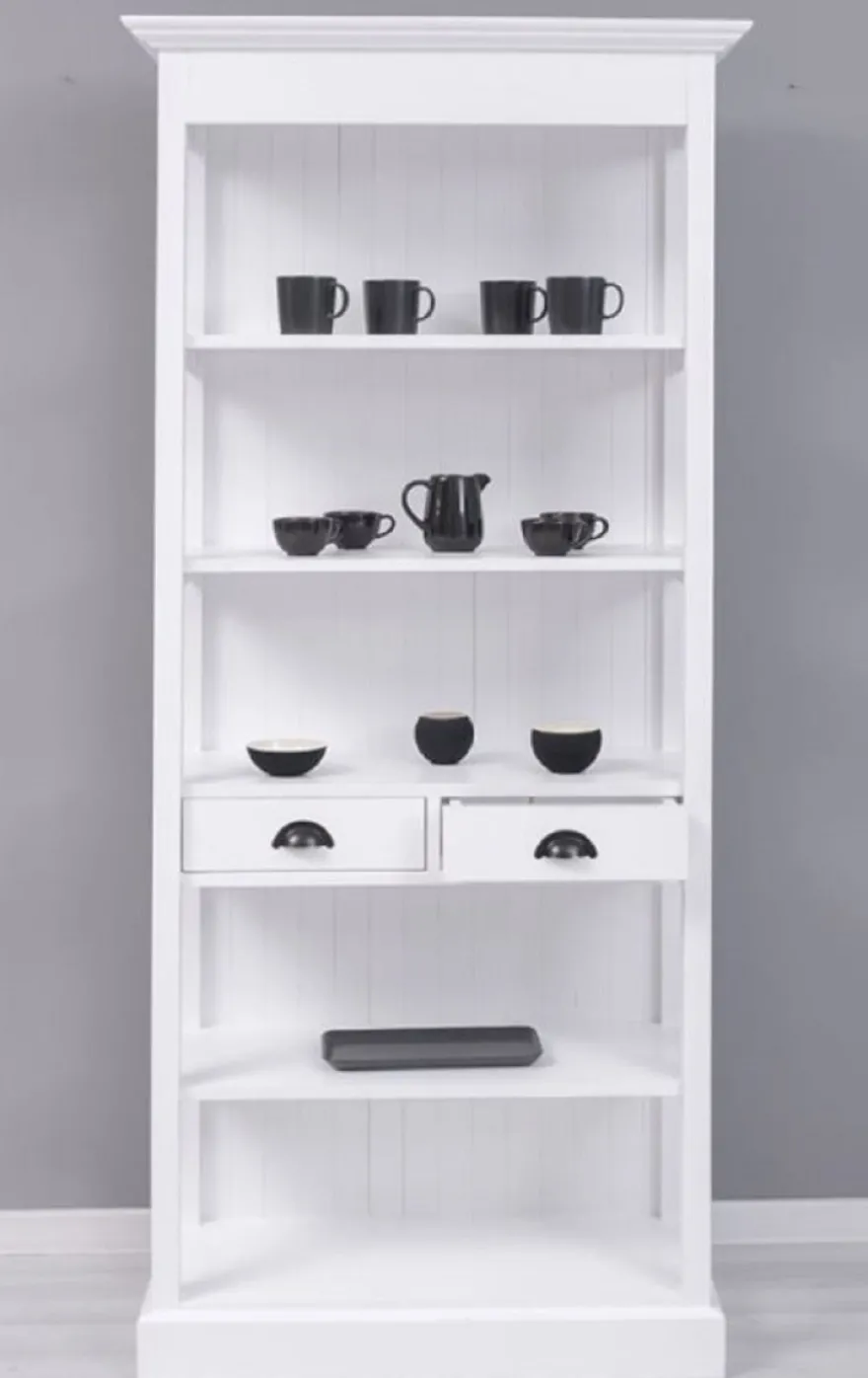 Casa Padrino Landhausstil Schrank Weiß 91 x 39 x H. 197 cm - Landhausstil Esszimmer Schrank - Massivholz Möbel - Landhausstil Shabby Chic Möbel