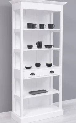 Casa Padrino Landhausstil Schrank Weiß 91 x 39 x H. 197 cm - Landhausstil Esszimmer Schrank - Massivholz Möbel - Landhausstil Shabby Chic Möbel