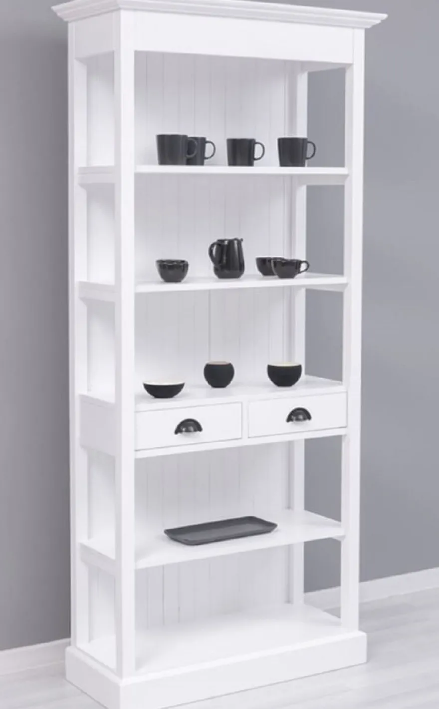 Casa Padrino Landhausstil Schrank Weiß 91 x 39 x H. 197 cm - Landhausstil Esszimmer Schrank - Massivholz Möbel - Landhausstil Shabby Chic Möbel