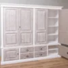 Casa Padrino Landhausstil Schlafzimmerschrank Weiß / Naturfarben 232 x 59 x H. 197 cm - Massivholz Kleiderschrank mit 6 Türen und 4 Schubladen - Massivholz Schlafzimmer Möbel im Landhausstil
