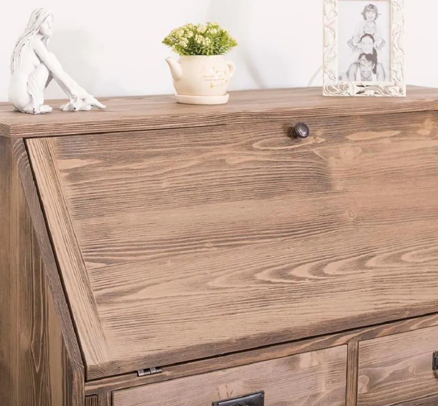 Casa Padrino Landhausstil Schreibkommode mit 2 Türen und 8 Schubladen Braun 106 x 49 x H. 109 cm - Möbel im Landhausstil