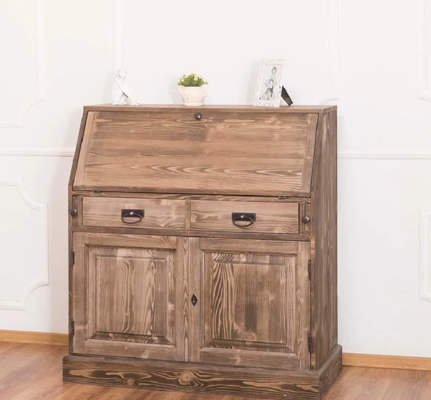 Casa Padrino Landhausstil Schreibkommode mit 2 Türen und 8 Schubladen Braun 106 x 49 x H. 109 cm - Möbel im Landhausstil