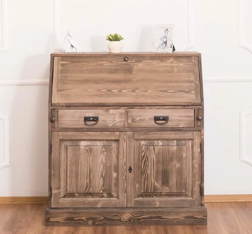 Casa Padrino Landhausstil Schreibkommode mit 2 Türen und 8 Schubladen Braun 106 x 49 x H. 109 cm - Möbel im Landhausstil