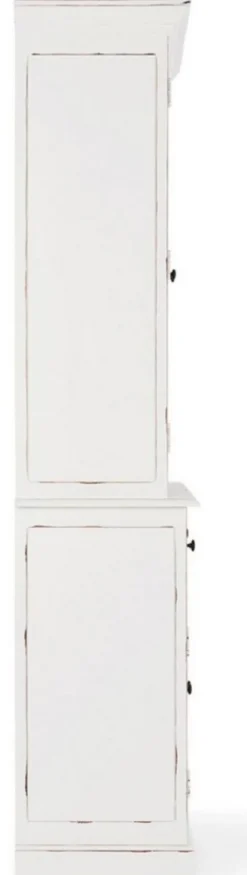 Casa Padrino Landhausstil Schrank Antik Weiß 111,4 x 42,5 x H. 203 cm - Landhausstil Esszimmerschrank mit 4 Türen und 2 Schubladen - Landhausstil Vitrine - Landhausstil Esszimmer Möbel
