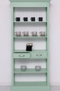 Casa Padrino Landhausstil Schrank Mintgrün / Weiß 91 x 39 x H. 197 cm - Landhausstil Esszimmer Schrank - Massivholz Möbel - Landhausstil Shabby Chic Möbel