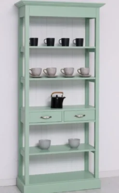 Casa Padrino Landhausstil Schrank Mintgrün / Weiß 91 x 39 x H. 197 cm - Landhausstil Esszimmer Schrank - Massivholz Möbel - Landhausstil Shabby Chic Möbel