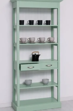 Casa Padrino Landhausstil Schrank Mintgrün / Weiß 91 x 39 x H. 197 cm - Landhausstil Esszimmer Schrank - Massivholz Möbel - Landhausstil Shabby Chic Möbel