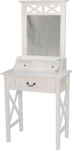 Casa Padrino Landhausstil Schminktisch in Weiß mit 3 Schubladen - 66 x 39 x H. 149 cm - Handgefertigtes Möbelstück