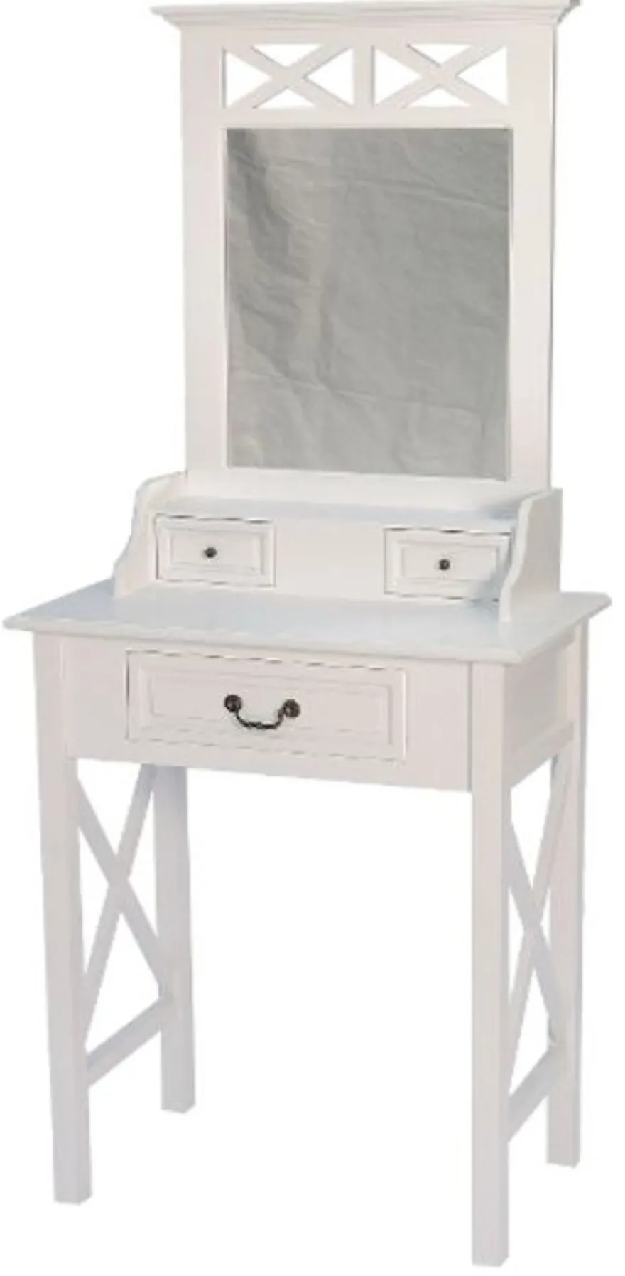 Casa Padrino Landhausstil Schminktisch in Weiß mit 3 Schubladen - 66 x 39 x H. 149 cm - Handgefertigtes Möbelstück