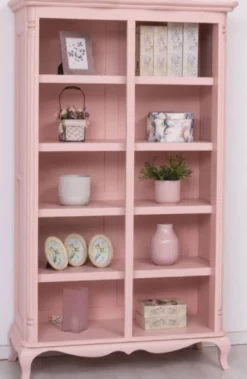 Casa Padrino Landhausstil Schrank Rosa 112 x 49 x H. 190 cm - Massivholz Regalschrank - Bücherschrank - Wohnzimmerschrank - Landhausstil Möbel