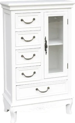 Casa Padrino Landhausstil Schrank mit Tür und 5 Schubladen Weiß 50 x 30 x H. 92 cm