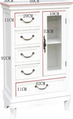 Casa Padrino Landhausstil Schrank mit Tür und 5 Schubladen Weiß 50 x 30 x H. 92 cm