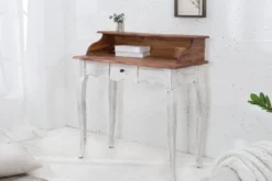 Casa Padrino Landhausstil Schreibtisch Antik Weiß / Natur 80 x 40 x H. 92 cm - Schreibtisch im Shabby Chic Look