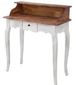 Casa Padrino Landhausstil Schreibtisch Antik Weiß / Natur 80 x 40 x H. 92 cm - Schreibtisch im Shabby Chic Look