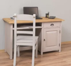 Casa Padrino Landhausstil Schreibtisch Grau / Naturfarben 130 x 60 x H. 78 cm - Massivholz Sekretär im Landhausstil - Büro Möbel - Massivholz Möbel - Landhausstil Möbel